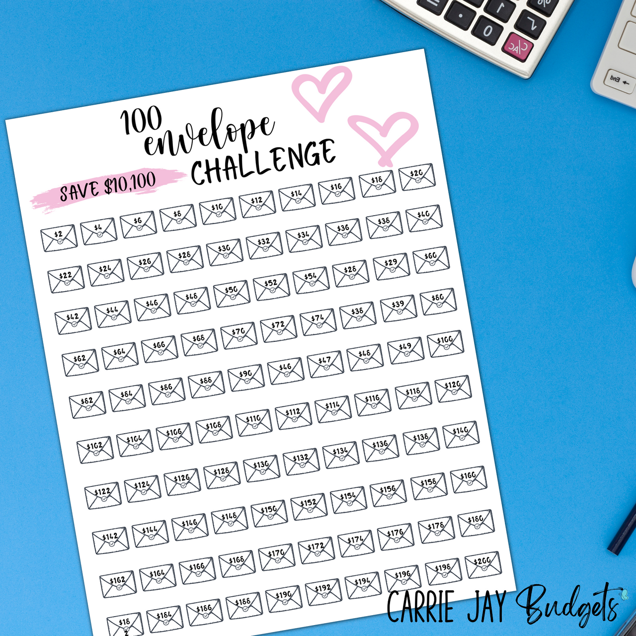 Pink $10K 100 Envelope Challenge