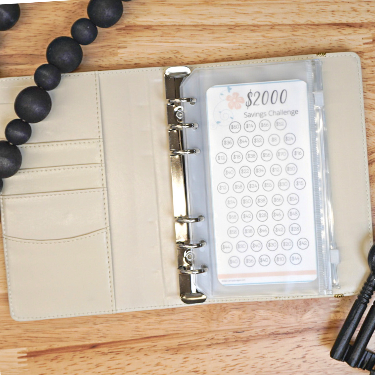 Beige Leaves A6 Savings Challenge Starter Set