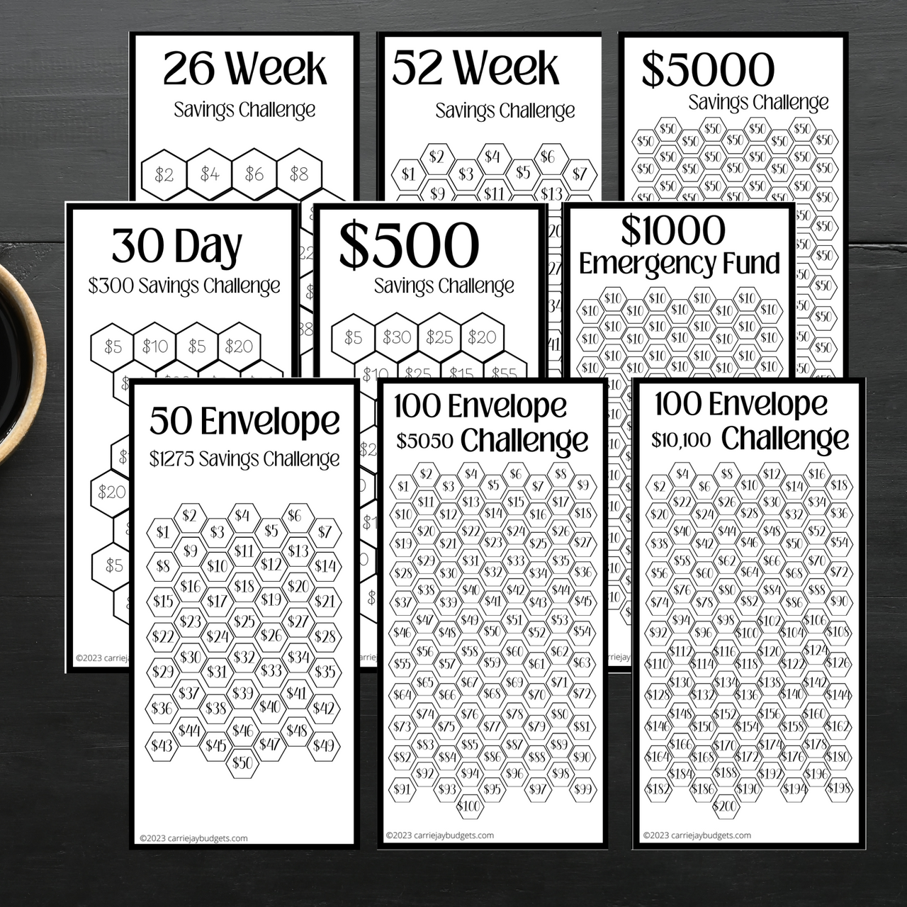 Beige Leaves A6 Savings Challenge Starter Set