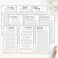 Thumbnail for Beige Leaves A6 Savings Challenge Starter Set