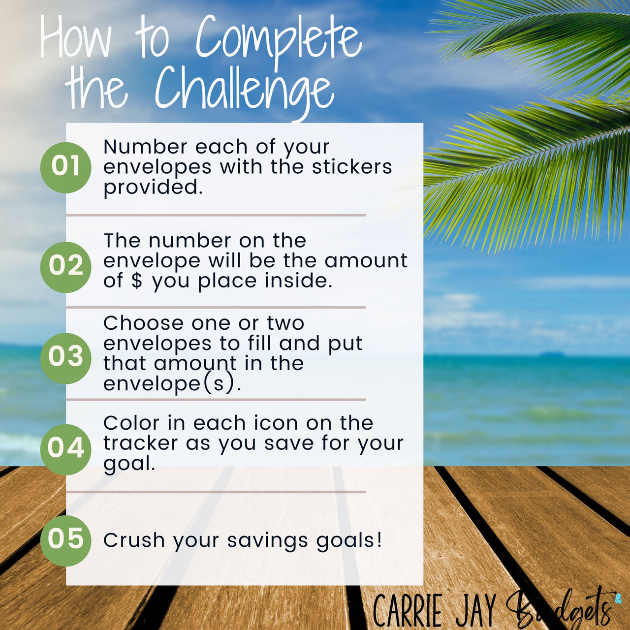 Tropical 100 Envelope Challenge Box