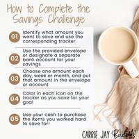 Thumbnail for Beige Leaves A6 Savings Challenge Starter Set