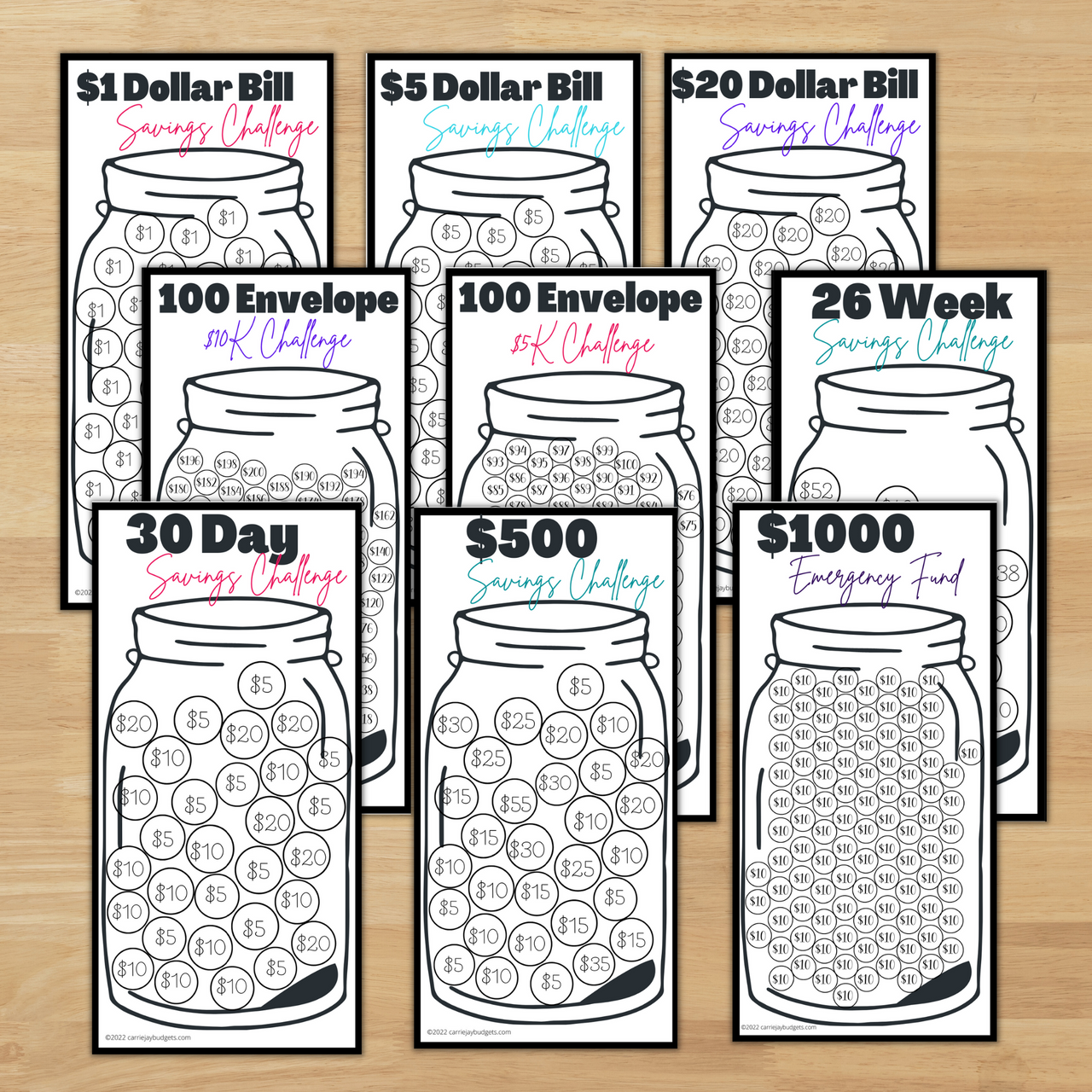 Beige Leaves A6 Savings Challenge Starter Set